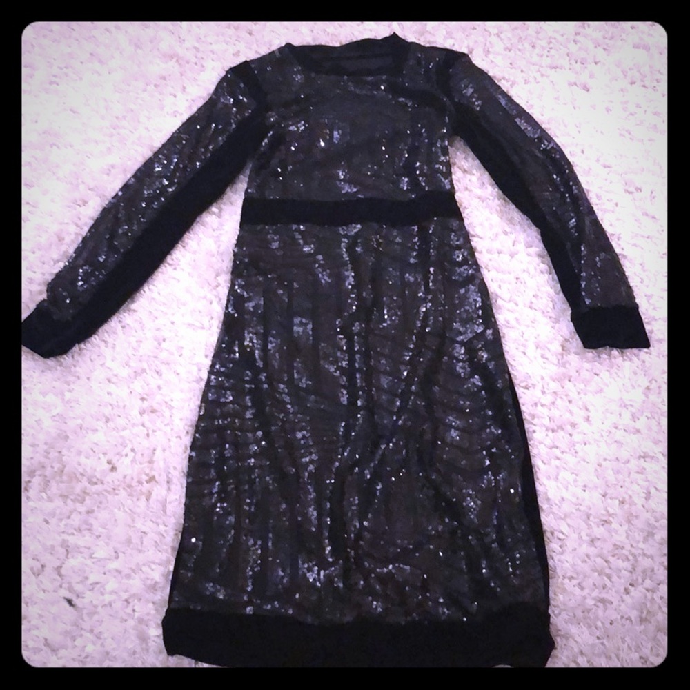 See through sequin midi dress